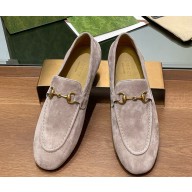 Gucci Women's Jordaan suede Leather loafer grey 786016 1109-2024