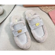 Miu Miu suede leather mules sky blue 1109-2024