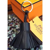 HERMES GOATSKIN TASSEL KEY HOLDER BLACK