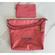 Chanel Shiny Calfskin & Rainbow Metal PINK 22 Small Handbag AS3260 2024