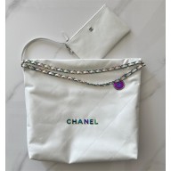 Chanel Shiny Calfskin & Rainbow Metal White 22 Handbag AS3261 2024