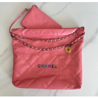 Chanel Shiny Calfskin & Rainbow Metal PINK 22 Handbag AS3261 2024