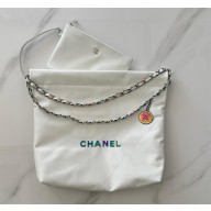 Chanel Shiny Calfskin & Rainbow Metal White 22 Small Handbag AS3260 2024