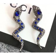 Gucci Snake Earrings with Crystals 591788 Blue 2019