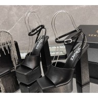 Versace Heel 14cm Platform 5cm Platform Sandals calfskin black 2025