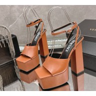Versace Heel 14cm Platform 5cm Platform Sandals calfskin brown 2025