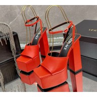Versace Heel 14cm Platform 5cm Platform Sandals calfskin red 2025