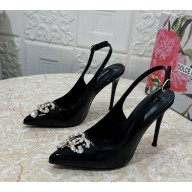 Dolce & Gabbana Patent Calfskin slingback Pumps with DG crystal logo heel 10.5cm black 2024