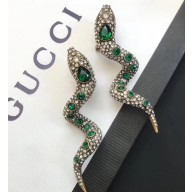 Gucci Snake Earrings with Crystals 591788 Green 2019
