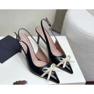 Valentino Garavani heel 8cm VLOGO SIGNAI slingback pumps calfskin with bow black 2025