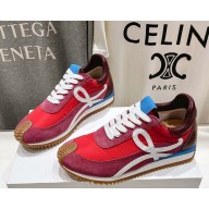 Loewe women/men Flow Runner 2.0 in nylon and suede Gradient Pink/White 2025