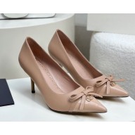 Valentino Garavani heel 8cm VLOGO SIGNAI pumps calfskin with bow nude pink 2025