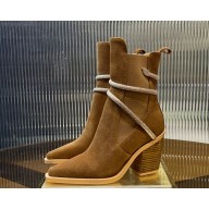 Rene Caovilla 80mm crystal-embellished suede ankle boots brown 2024