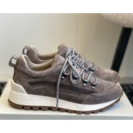 Brunello Cucinelli Monili suede sneakers dark grey 2025