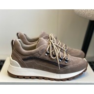 Brunello Cucinelli Monili suede sneakers coffee 2025