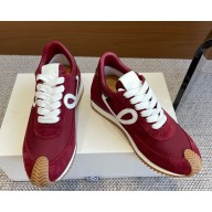 Loewe women/men Flow Runner in nylon and suede burgundy 2025