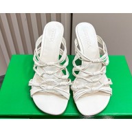 Bottega Veneta heel 9.5cm woven sheepskin sandals white 2024