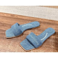 Alexander Wang Vy Logo Slides in Denim Blue 2025