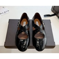Alaïa CRISS CROSS BALLET FLATS IN EEL SKIN black 2025
