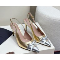 Valentino Garavani heel 8cm VLOGO SIGNAI slingback pumps calfskin with bow gold/silver 2025