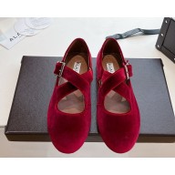 Alaïa CRISS CROSS BALLET FLATS velvet red 2025