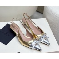 Valentino Garavani heel 4cm VLOGO SIGNAI slingback pumps calfskin with bow gold/silver 2025