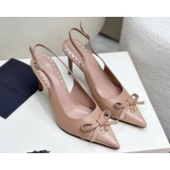 Valentino Garavani heel 8cm VLOGO SIGNAI slingback pumps calfskin with bow nude pink 2025
