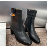Hermes saint Germain ankle boot  leather black heel 6.5cm 2024