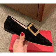 Roger Vivier Viv' Driver Buckle Loafers in suede Leather black 1029-2024