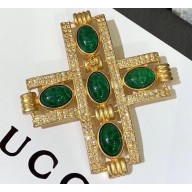 Gucci Cross Brooch with Cabochon Stones 590553 2019