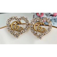 Gucci Heart Double G Earrings with White Crystal 2019