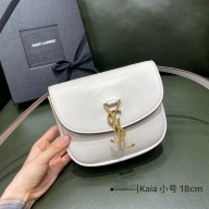 saint laurent kaia small satchel in calfskin 619740 white(original quality)