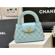 Chanel Shiny Aged Calfskin Mini Shopping Bag AS4416 sky Blue 2024 (ORIGINAL QUALITY)