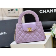 Chanel Shiny Aged Calfskin Mini Shopping Bag AS4416 purple 2024 (ORIGINAL QUALITY)