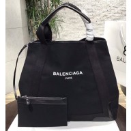Balenciaga Navy Cabas Cotton Canvas Tote Bag Black 2018