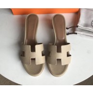 Hermes Heel 5cm Oasis Slipper Sandals in epsom Leather beige/brown