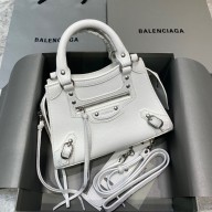 Balenciaga white Neo Classic mini Top Handle Bag in grained calfskin 2021