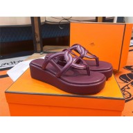 Hermes 4.5cm Gipsy sandal in calfskin burgundy 2023