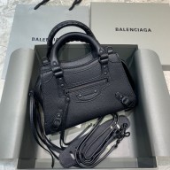 Balenciaga so Black Neo Classic mini Top Handle Bag in grained calfskin 2021