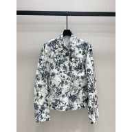 Dior White Cotton Denim with Blue Dior Chardons Motif Caro Jacket 2024
