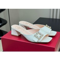 RV Très Vivier Strass Buckle Mules in Patent Leather white 2024