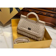 Dolce & Gabbana Small woven nappa leather Sicily bag nude 2024