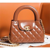 Chanel Shiny Crumpled Calfskin & Gold-Tone Metal Mini Shopping Bag AS4416 CARAMEL 2024