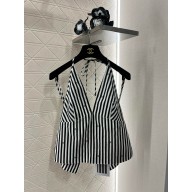 Chanel Printed Cotton Voile White & Black top P76212 2024