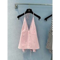 Chanel Printed Cotton Voile White & pink top P76212 2024
