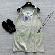 Chanel Printed Denim Light Pink, Light Yellow & Light Blue dress P76207 2024
