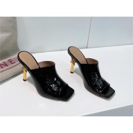Bottega Veneta Heel 9.5cm knot Mules in Alligator pattern leather black 2024