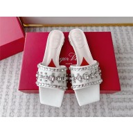 RV Strass Heel Disco Mules in Nappa Leather WHITE 2024