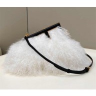 Fendi First Small White mohair wool bag 2022