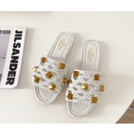 valentino mesh and rockstud sandals white 2022